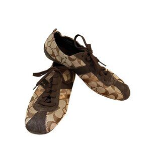 Coach Size 9 Women' s Belina Signature Brown & Tan Logo Sneakers